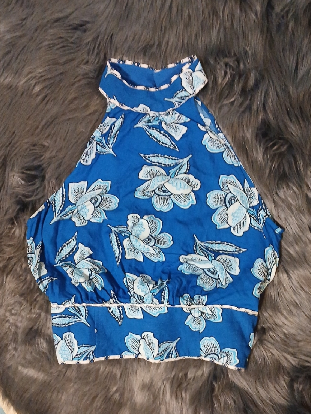 Maeve Blue Floral Halter-Style Women's Camisole